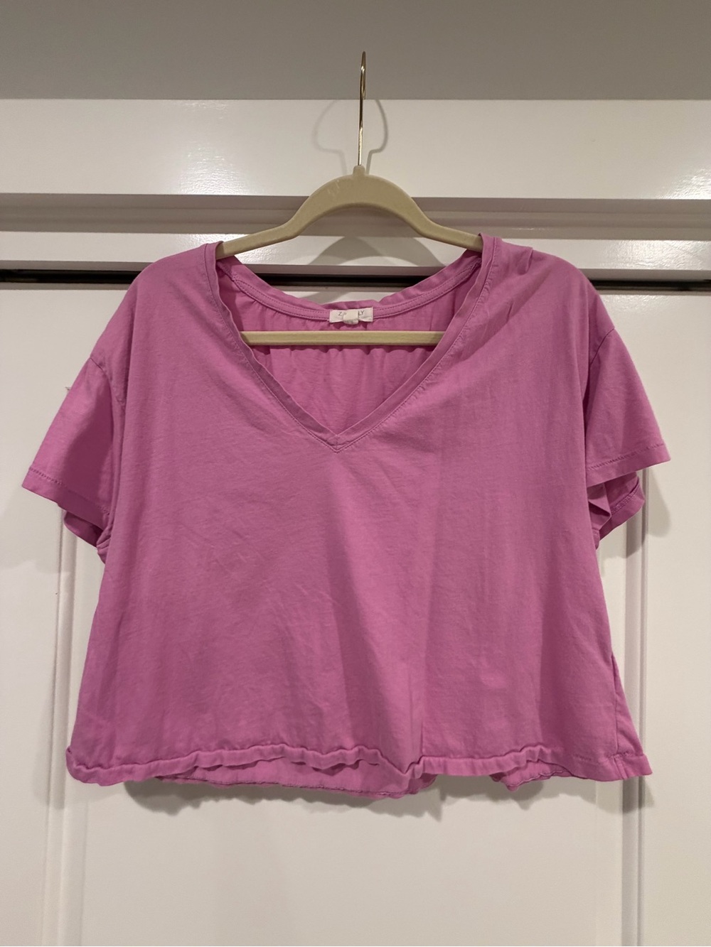 Z-Supply Women's V-Neck Cropped Tee - Pink